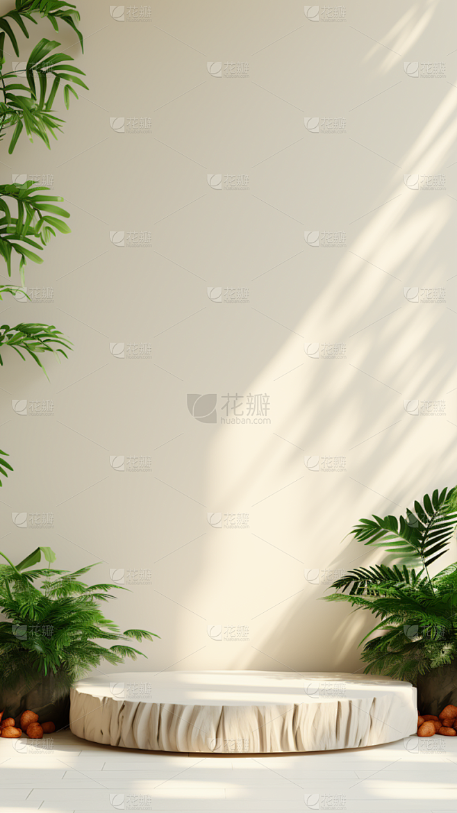 通用电商简约风绿植植物静态场景背景