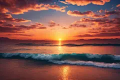 海边日出大海美景摄影图