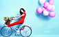 高清晰骑带粉红气球自行车的倪妮封面大图