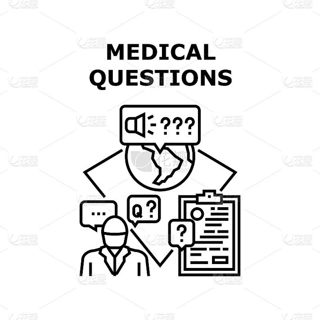 健康医学问题矢量概念颜色素材-花瓣网
