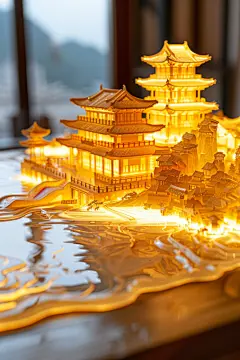 传统山水建筑模型景观元素
