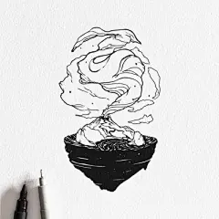 黑白针管画 - 堆糖，美图壁纸兴趣社区