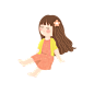 坐着玩耍的开心卡通小女孩