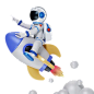 Astronaut Riding Rocket  3D Illustration