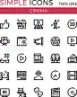 Cinema, filmmaking, cinematography, film production vector thin line icons set. 32x32 px. Modern line graphic design for websites, web design, etc. Pixel perfect vector outline icons set