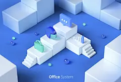立体微软风3D数据图表操作系统海报
