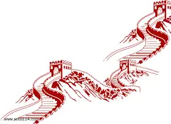 红色手绘万里长城