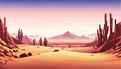 八月wwv采集到戈壁荒漠插画矢量图设计素材