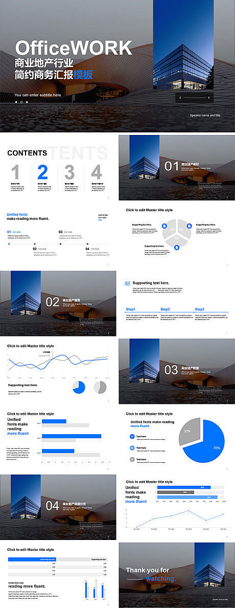 商业地产行业简约商务汇报模板PPT-源文...