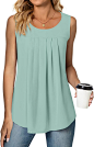 Amazon.com: Netsmile Women's Summer Casual Sleeveless Chiffon Tank Top Loose Pleated Shirt Blouse, M, Green Bamboo : Clothing, Shoes & Jewelry