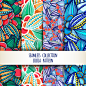 4 colorful flowers seamless background vector
