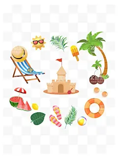 手绘装饰矢量  - 源文件下载【酷图网】夏日,氛围,手绘,装饰,矢量,png,元素