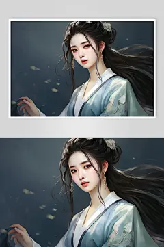 AI数字艺术新中式中国风美女人物插画-众图网