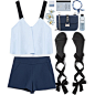 A fashion look from February 2016 featuring blue top, navy blue shorts and ankle strap shoes. Browse and shop related looks.