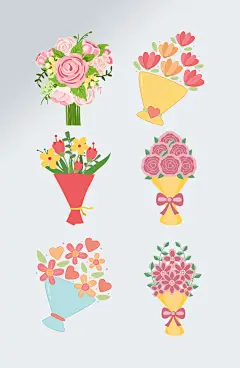 创意小清新手绘花束素材