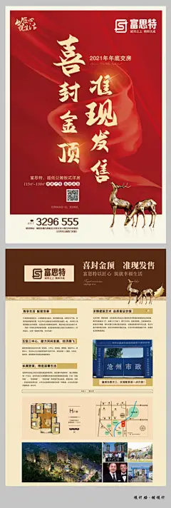 DM 宣传单页 房地产 封顶 红金 价值点