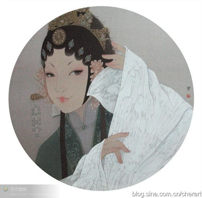 周雪的工笔戏曲人物：《美人记》-花瓣网