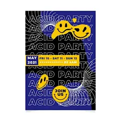 有趣的微笑表情包符号节日活动酸性海报单页版式排版平面设计模板矢量图设计素材