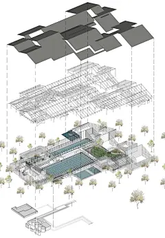 襄汾星原泳馆，山西临汾 / 九七华夏 KAI建筑工作室 : 林间的水面