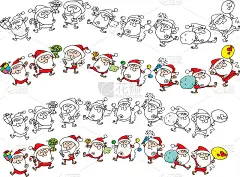 向量插图卡通圣诞老人圣诞贺卡行动系列