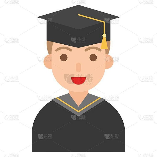 毕业生图标，职业和工作矢量插图
