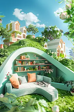 3D家居电商模型户外场景