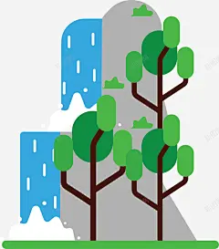 夏天绿树假山流水矢量图高清素材 绿树 设计图片 免费下载 页面网页 平面电商 创意素材 png素材