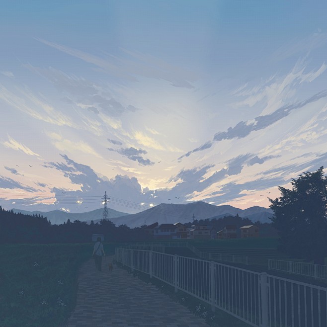 插画风景 天空