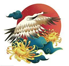 新年春节中式古典凤凰龙飞鹤插画PNG素材