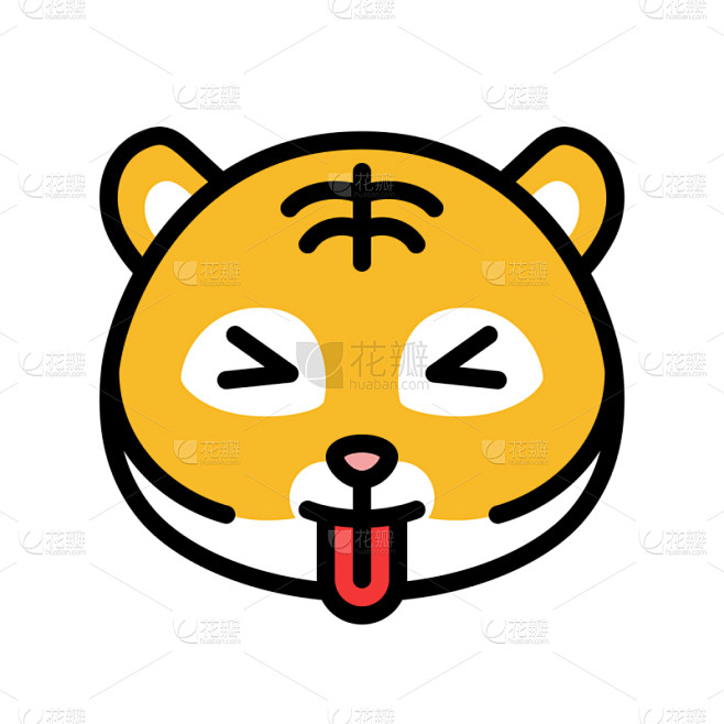 表情符号,虎,面部表情,可爱的,轮廓,矢...
