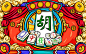 国潮国风古风麻将牌胡牌卡通手绘背景骰子元宝发财金银财宝棋牌