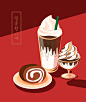 创意手绘复古下午奶茶甜品小吃饮料外卖促销插画海报设计素材T97-淘宝网
