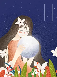 插画思念放进手心里手绘高清素材 中秋 中秋佳节 中秋插画 中秋节 人物 夜晚 家人团圆 手绘 星空 月亮 背景 设计图片 免费下载
