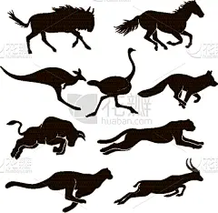 silhouettes running animal logo