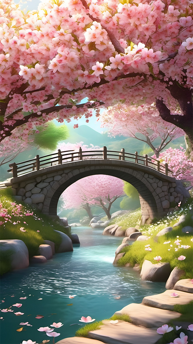 数字艺术绮丽桃花背景图片-众图网