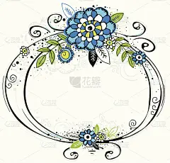 带花的手绘画框