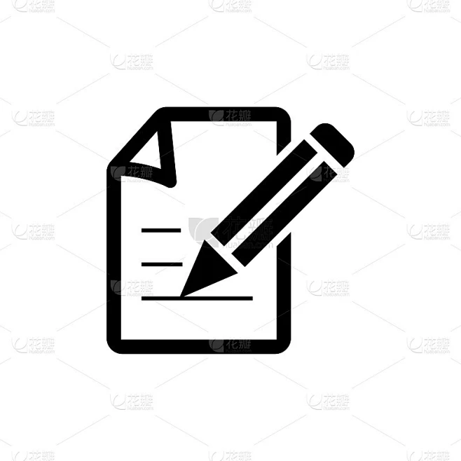 Write a Note Icon - Black color素材-花瓣网