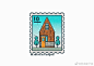 插画师KuoCheng Liao关于小房子的邮票系列插画