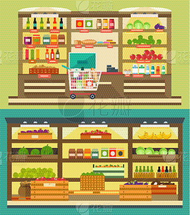 食品杂货,超级市场,架子,商店,饮料,蔬...