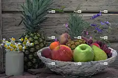 静物 自然 水果 美丽的花朵 花壁纸 菠萝 花卉背景 一碗水果