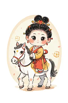 骑马的古风女孩素材图