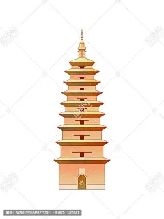 河北石家庄古建筑插画须弥塔