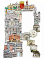 【字体设计】欧洲城市特色主题的创意26个英文字母设计