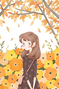 中国传统二十四节气秋分海报插画