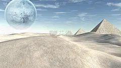 沙漠上空的蓝月亮