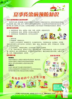 夏季传染病预防 【酷图网】传染病预防,夏季预防措施,食品安全,宣传栏,幼儿园海报