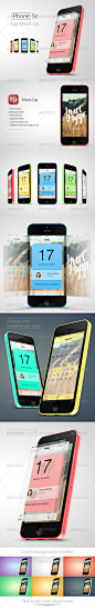 Phone 5c App Mock-Up 手机模型场景素材作品设计展示模板源文件-淘宝网