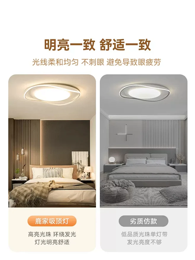 鹿家良品全光谱护眼吸顶灯现代简约卧室书房餐客厅温馨奶油风灯具-tmall.com天猫-花瓣网