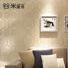 谷米品牌 中式风格橱窗3D六边形立体几何浮雕墙纸 书房办公室壁纸