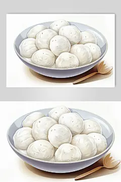 AI数字艺术国潮古风元宵节汤圆美食插画